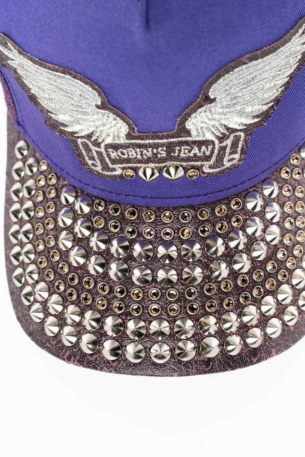 PURPLE/WINE OSTRICH TRUCKER HAT WITH SILVER WING LOGO EMBROIDERY sold by Robin's Jean product image thumbnail 2