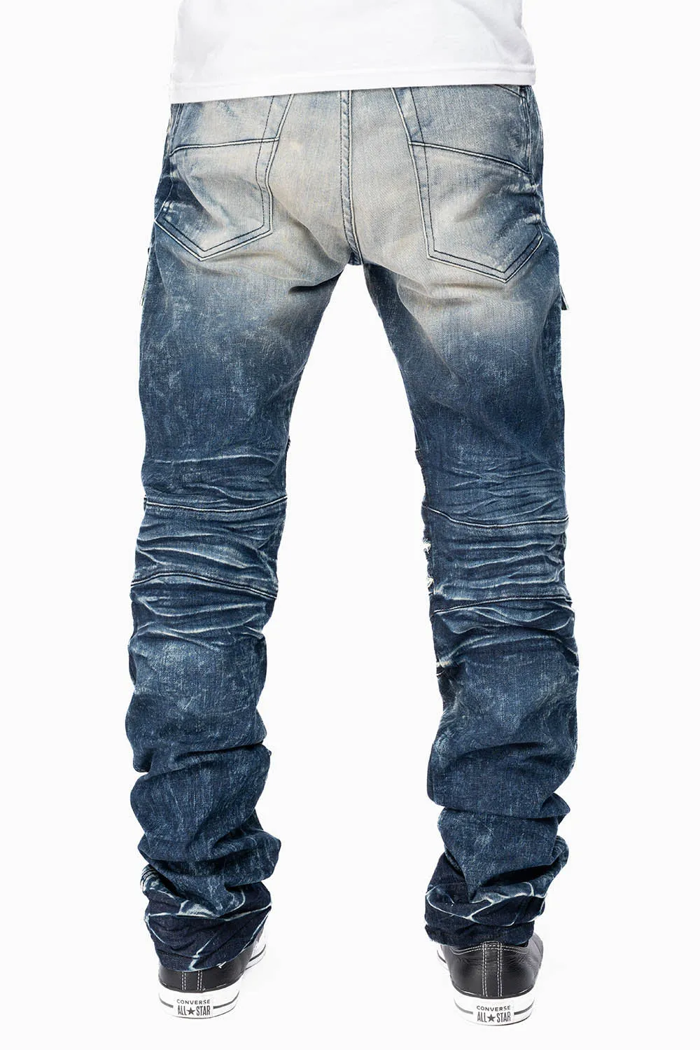 ROBINS RED LABEL MILITARY INSPIRED BIKER JEANS IN DARK BLUE BROKEN WASH sold by Robin's Jean product image thumbnail 2