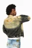 MENS DENIM JACKET IN LIGHT YELLOW 4D DARK PERU WASH WITH GOLD WINGS sold by Robin's Jean