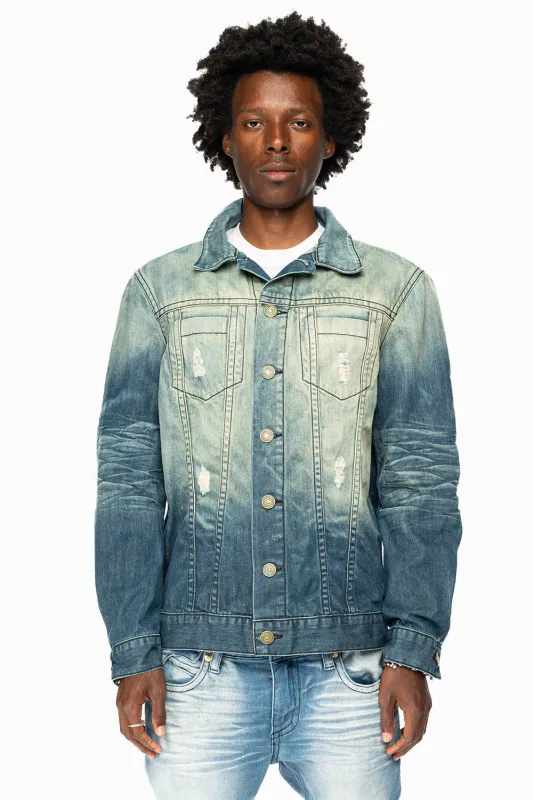 MENS DENIM JACKET IN ALBANY DARK BROKEN sold by Robin's Jean
