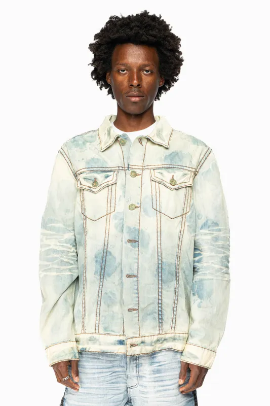 VINTAGE LIGHT BLUE JACKET WITH BROWN HEAVY STITCHING sold by Robin's Jean