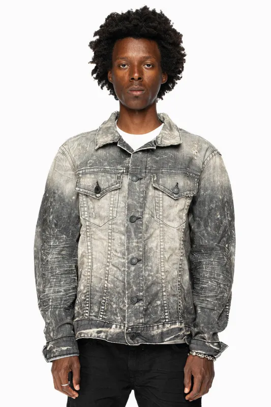 MENS BLACK DENIM JACKET IN 4D DARK BROKEN sold by Robin's Jean