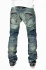 MINI FLAP MENS SLIM JEANS IN BLUE 4D DARK WASH WITH CRYSTALS AND SPIKE sold by Robin's Jean