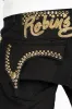 KILLER FLAP MENS SKINNY JEANS IN PURE BLACK WITH EMBELLISHED GOLD ROBIN’S LOGO AND CRYSTALS sold by Robin's Jean