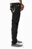KILLER FLAP MENS SKINNY JEANS IN PURE BLACK WITH EMBELLISHED GOLD ROBIN’S LOGO AND CRYSTALS sold by Robin's Jean