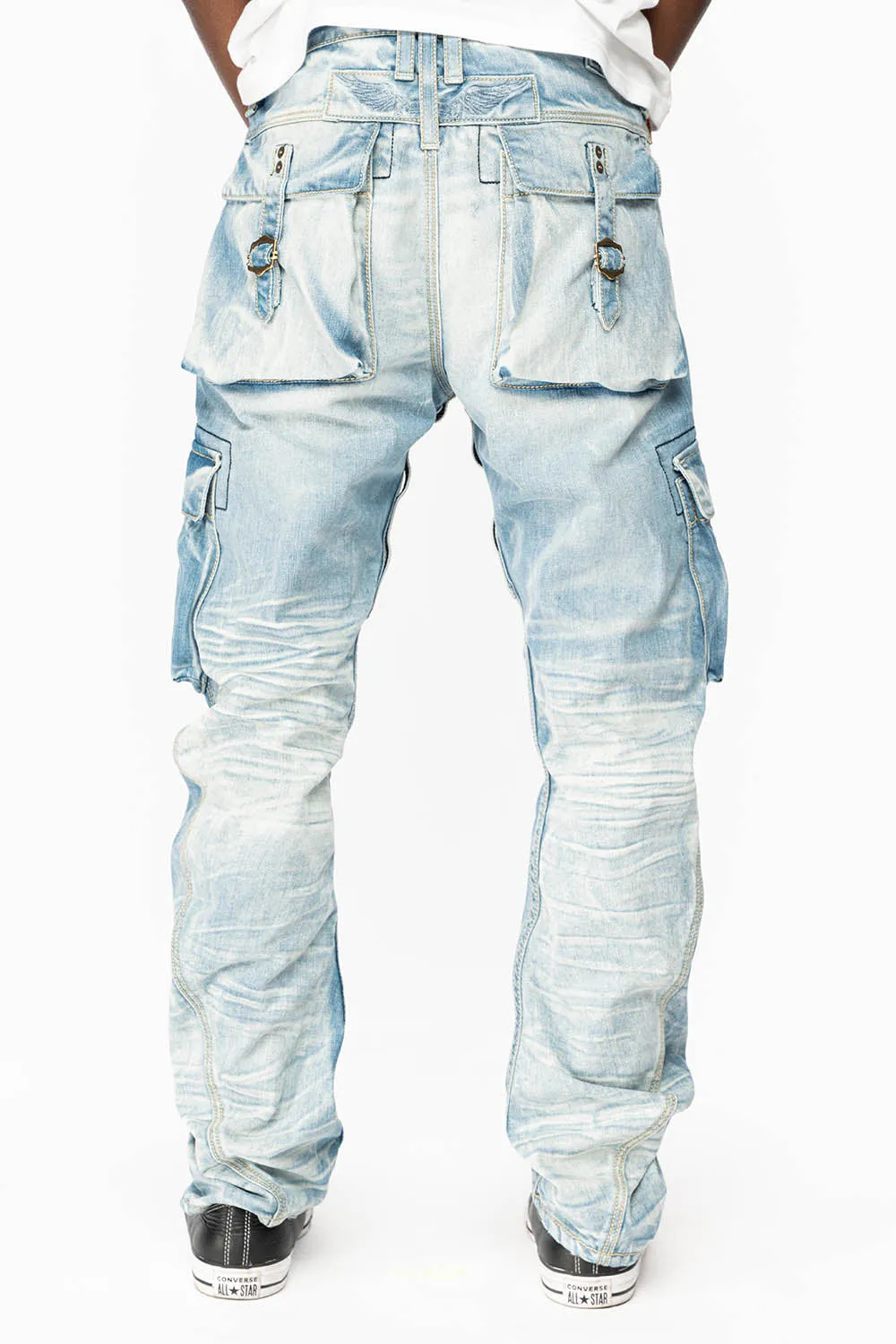 MENS PREDATOR CARGO PANTS IN BLUE OMAHA LIGHT WASH sold by Robin's Jean product image thumbnail 2