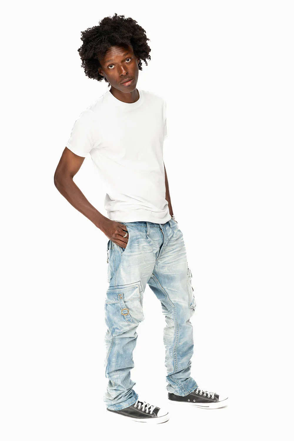 MENS PREDATOR CARGO PANTS IN BLUE OMAHA LIGHT WASH sold by Robin's Jean product image thumbnail 3