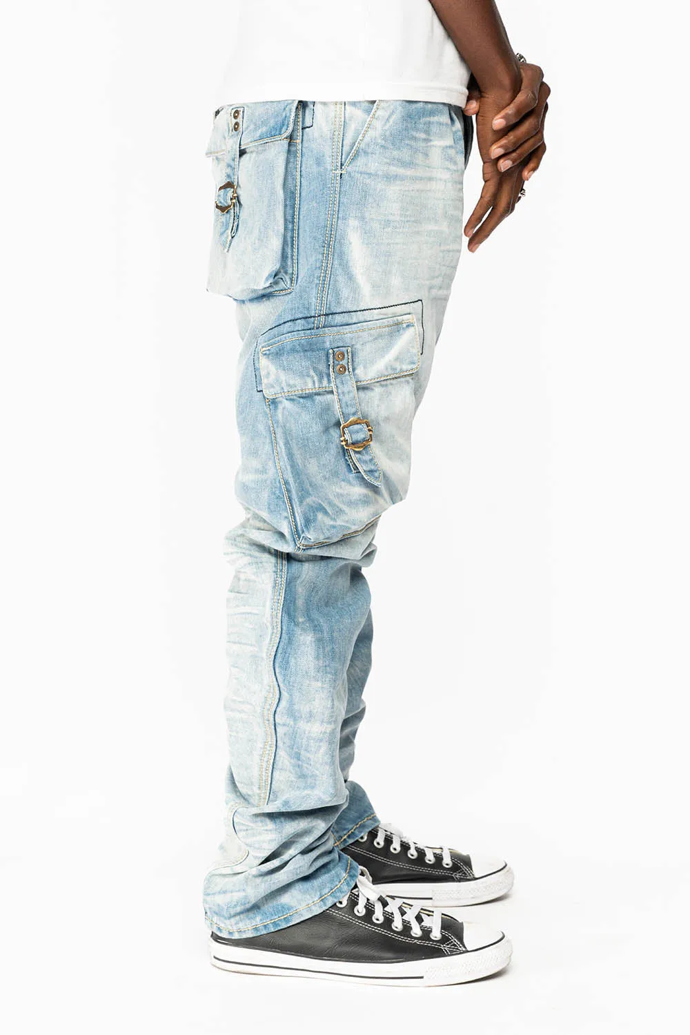 MENS PREDATOR CARGO PANTS IN BLUE OMAHA LIGHT WASH sold by Robin's Jean product image thumbnail 5