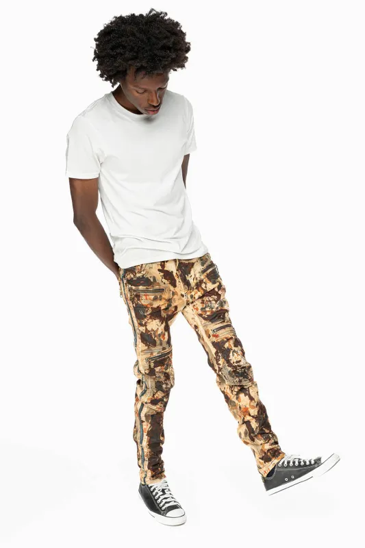 MENS BIKER JEANS IN RICHARD WASH WITH BLUE DENIM STRIPES sold by Robin's Jean