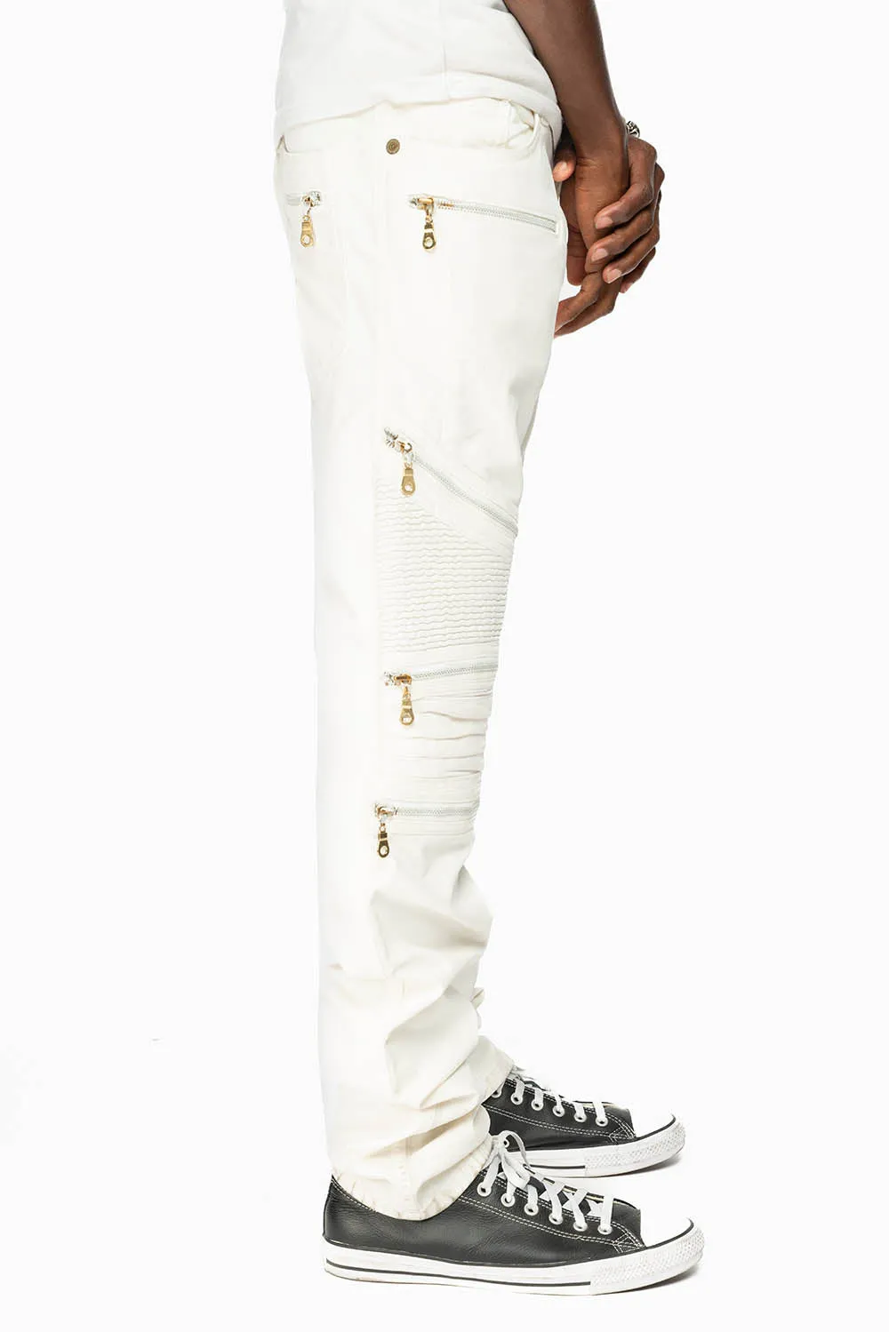 MENS THE SHOW BIKER JEANS IN WHITE COATING WASH sold by Robin's Jean product image thumbnail 2