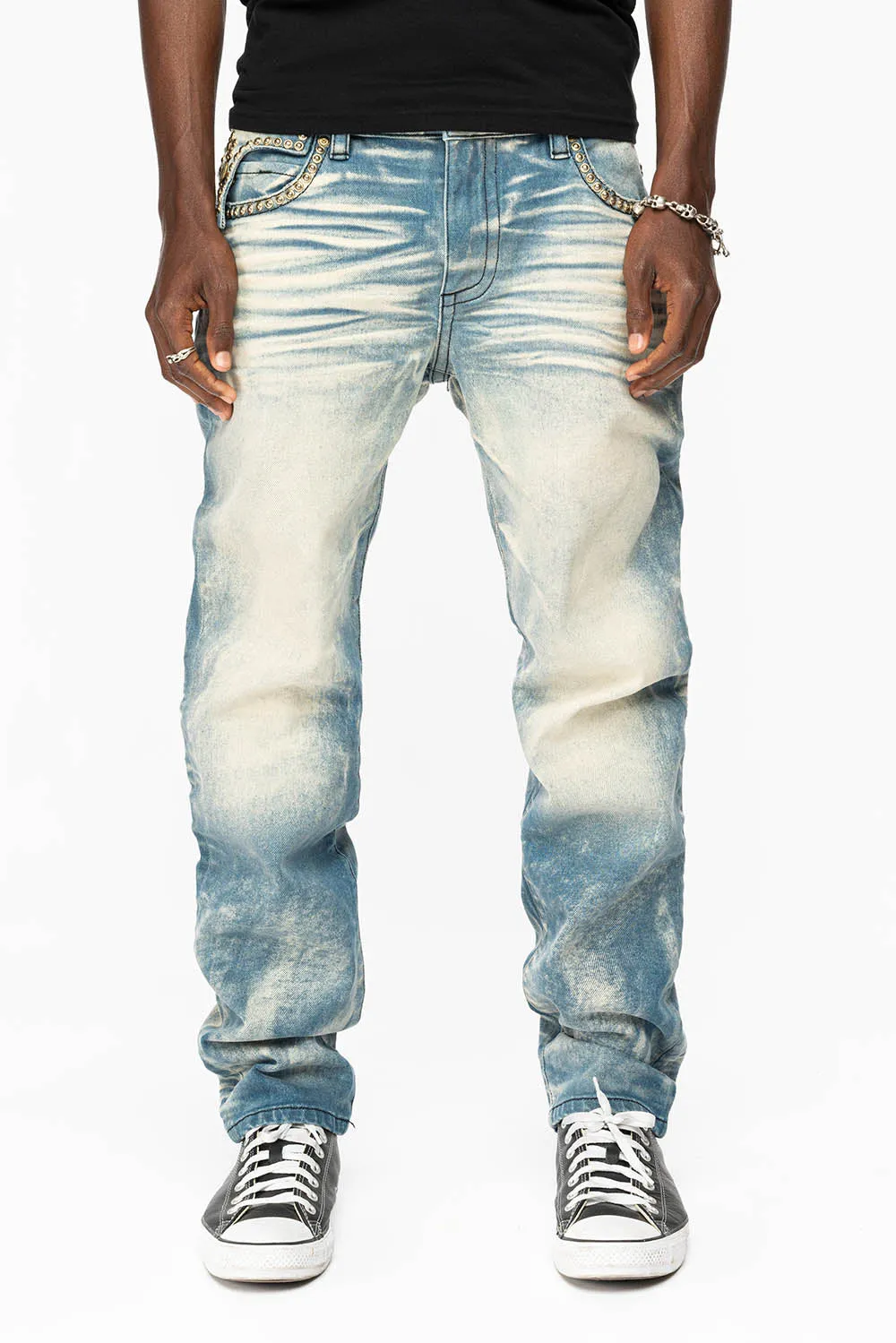 WESTERN STRAIGHT LEG JEAN IN OMAHA TAN WITH SUEDE POCKET EMBELLISHED WITH CRYSTALS/ STUDS sold by Robin's Jean product image thumbnail 3