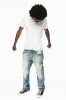 KILLER FLAP MENS STRAIGHT LEG JEAN IN OMAHA TAN BLUE WASH EMBELLISHED WITH JET BLK CRYSTAL sold by Robin's Jean
