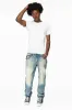 KILLER FLAP MENS STRAIGHT LEG JEAN IN OMAHA TAN BLUE WASH EMBELLISHED WITH JET BLK CRYSTAL sold by Robin's Jean