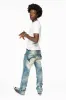 KILLER FLAP MENS STRAIGHT LEG JEAN IN OMAHA TAN BLUE WASH EMBELLISHED WITH JET BLK CRYSTAL sold by Robin's Jean