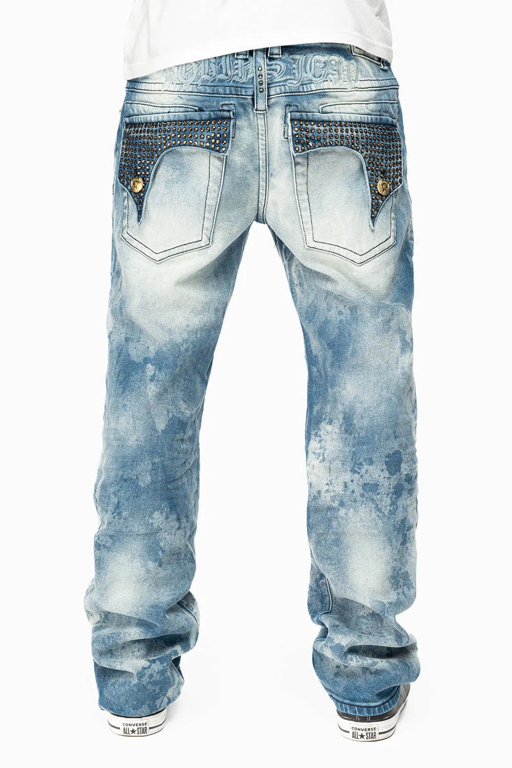 KILLER FLAP MENS STRAIGHT LEG JEAN IN CHEROKEE BLUE WASH EMBELLISHED WITH CRYSTAL sold by Robin's Jean product image thumbnail 5