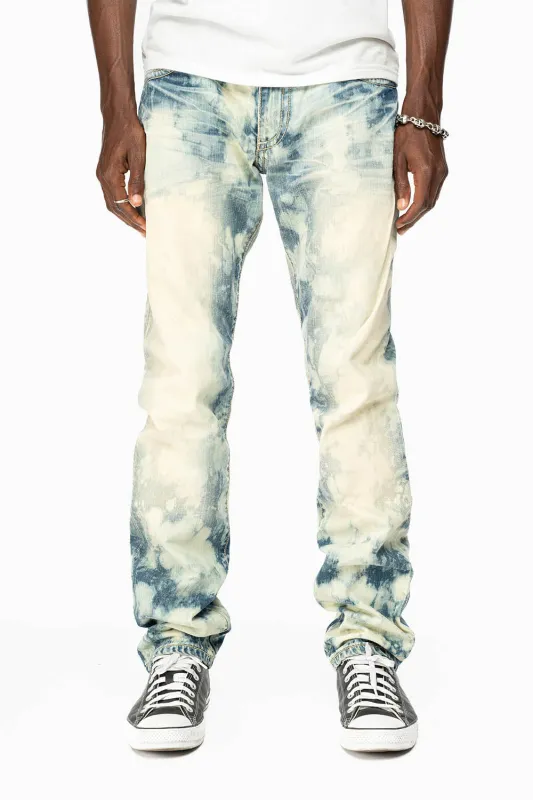 MENS CLASSIC 5 POCKET STRAIGHT LEG JEANS IN JAPAN MEDIUM WASH WITH BLACK DIAMOND CRYSTALS sold by Robin's Jean