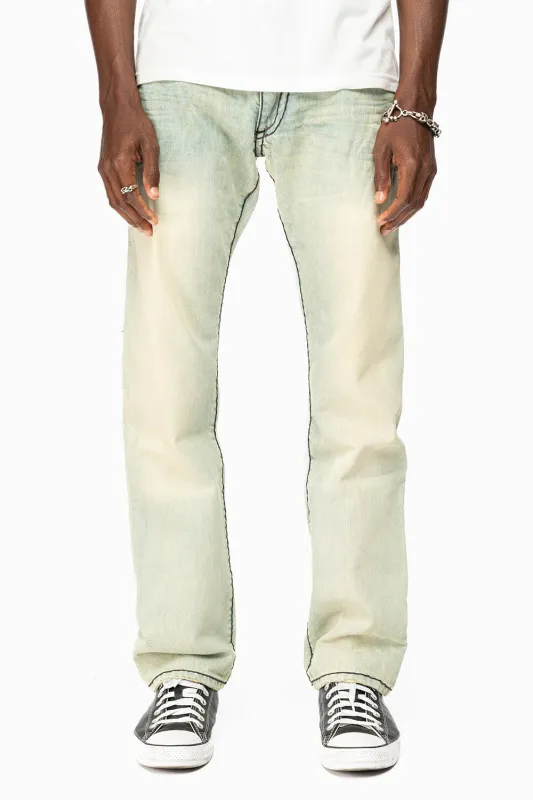 MENS CLASSIC 5 POCKET STRAIGHT LEG JEANS IN SMOKEY LIGHT WASH WITH CRYSTALS sold by Robin's Jean