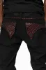 LONG FLAP SLIM FIT MENS JEANS WITH RED CRYSTALS IN OVER-DYE BLACK sold by Robin's Jean
