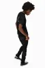 LONG FLAP SLIM FIT MENS JEANS WITH JET BLK CRYSTALS IN OVER-DYE BLACK sold by Robin's Jean