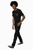 LONG FLAP SLIM FIT MENS JEANS WITH JET BLK CRYSTALS IN OVER-DYE BLACK sold by Robin's Jean