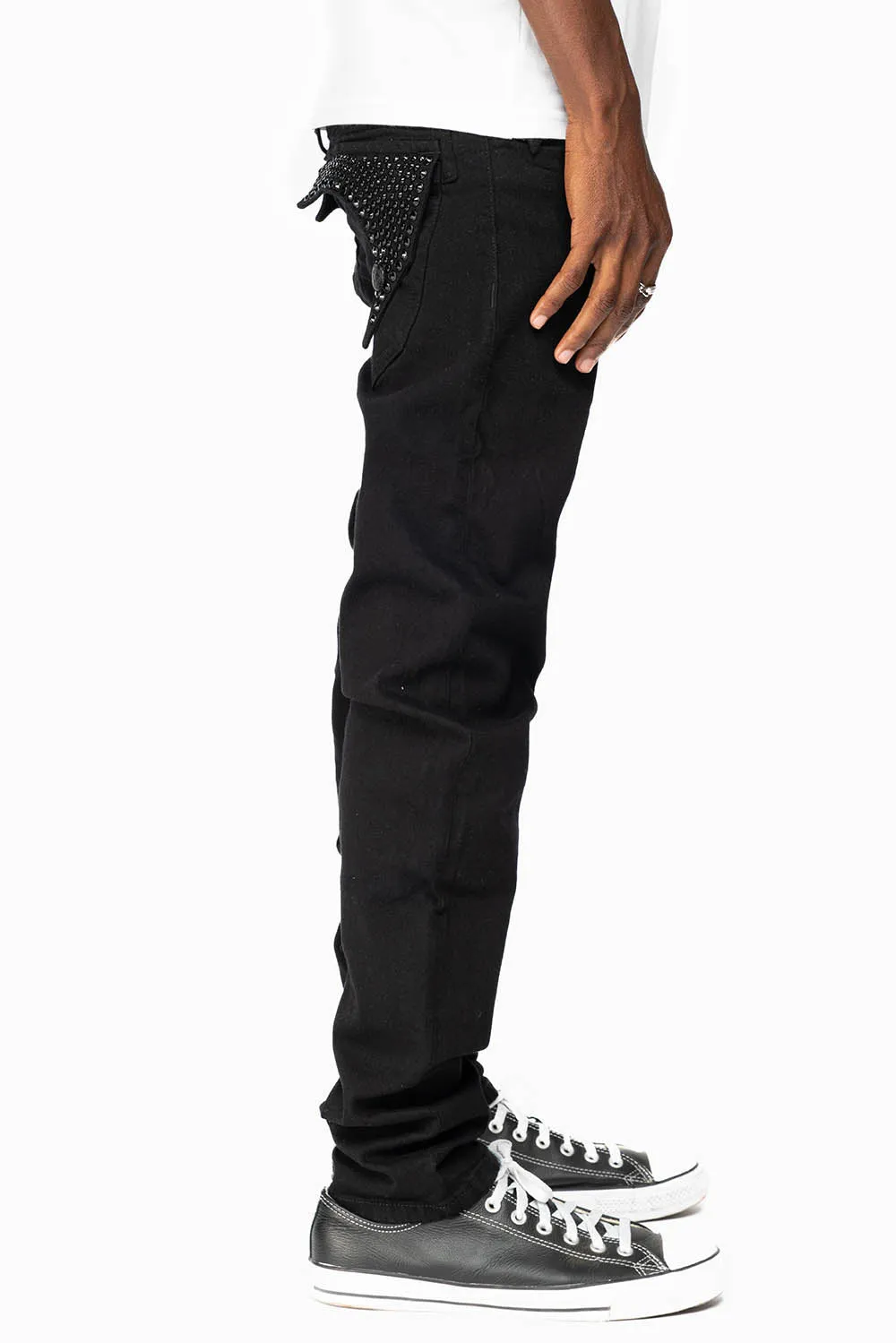 KILLER FLAP MENS SKINNY JEANS IN PURE BLACK   FULLY EMBELLISHED JET BLK CRYSTALS sold by Robin's Jean product image thumbnail 5