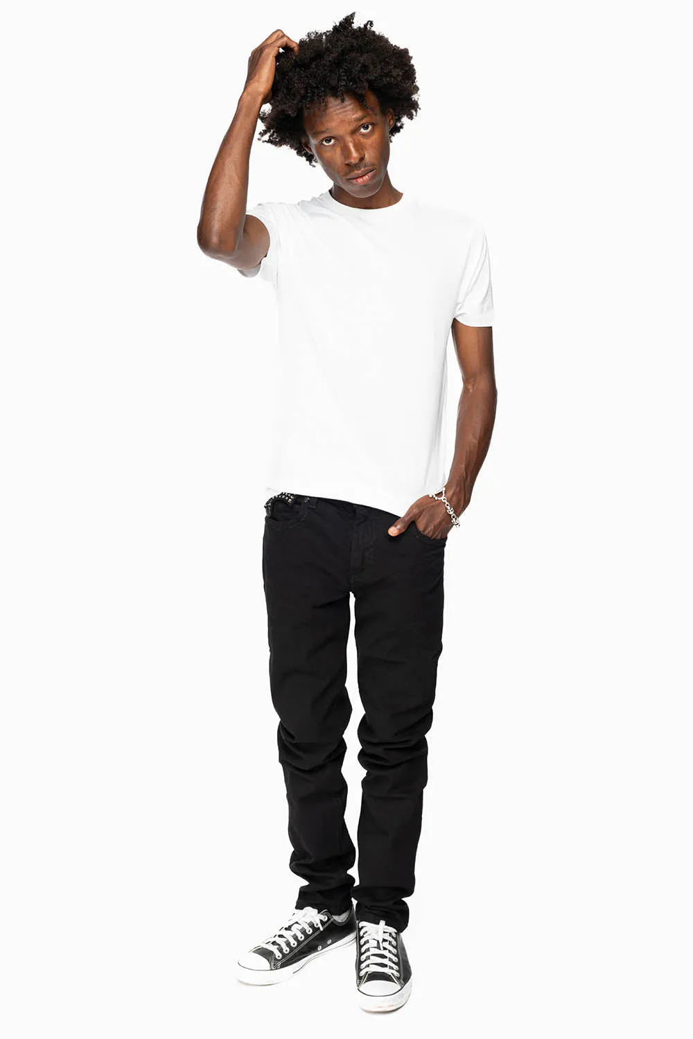 KILLER FLAP MENS SKINNY JEANS IN PURE BLACK FULLY EMBELLISHED WITH BLK DIAMOND CRYSTALS sold by Robin's Jean product image thumbnail 4