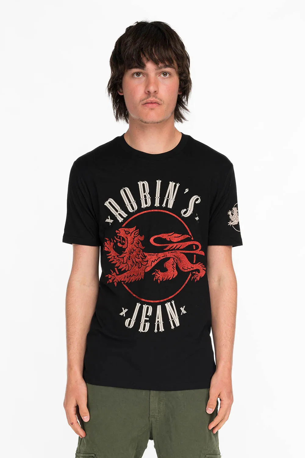 GLITTER LION IN RED ON BLACK sold by Robin's Jean