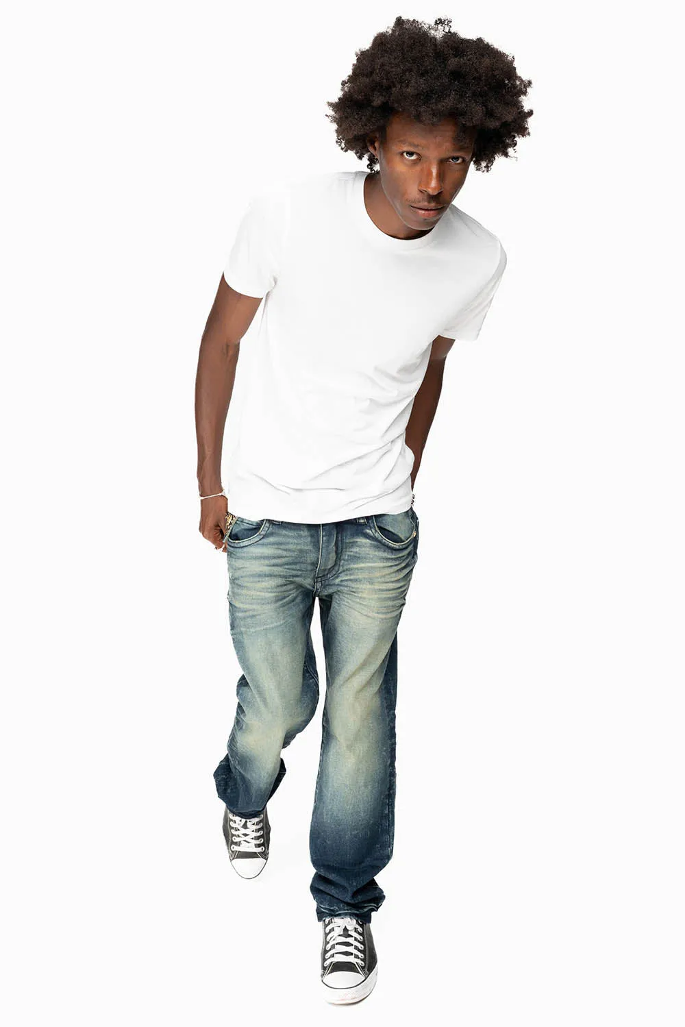 KILLER FLAP MENS STRAIGHT LEG JEAN IN 4D DARK BLUE WASH EMBELLISHED WITH CRYSTALS sold by Robin's Jean product image thumbnail 4