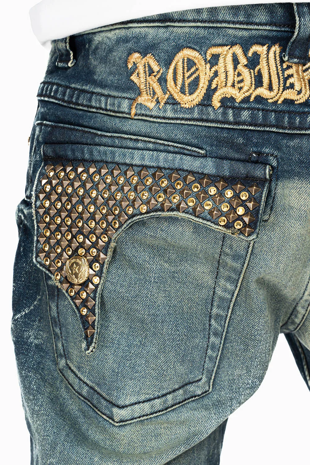 KILLER FLAP MENS STRAIGHT LEG JEAN IN 4D DARK BLUE WASH EMBELLISHED WITH CRYSTALS sold by Robin's Jean product image thumbnail 2