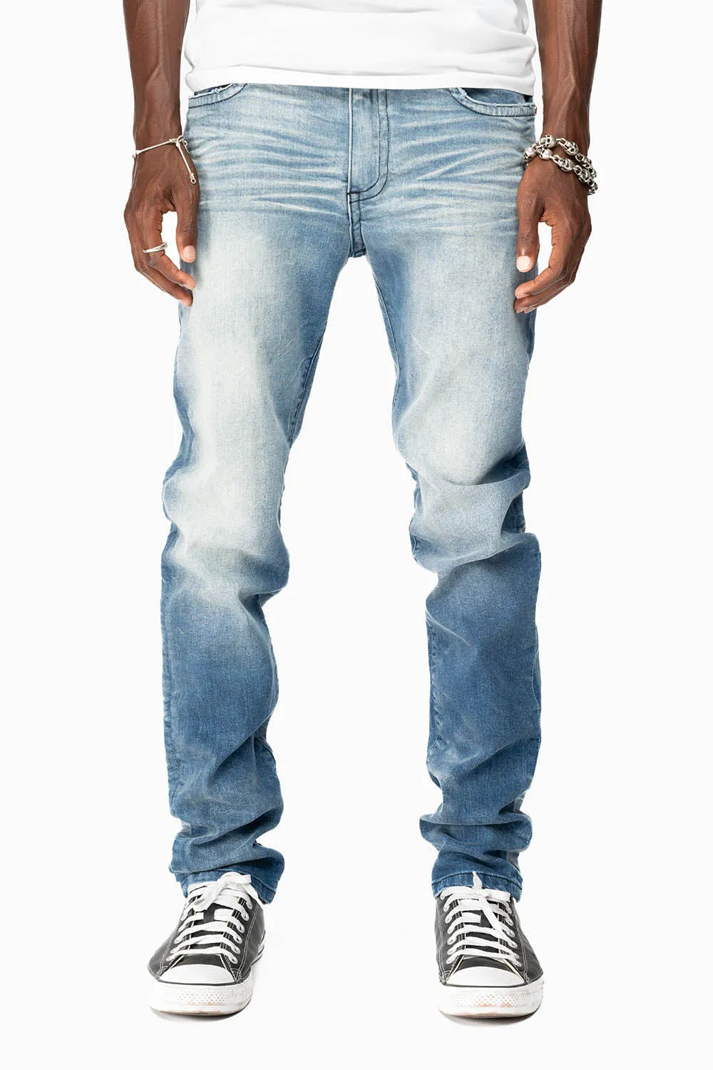 MENS SKINNY JEANS IN OMAHA MEDIUM WASH WITH GOLD WING EMBROIDERY sold by Robin's Jean product image thumbnail 5