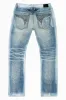 MENS LONG FLAP SLIM JEANS IN BLUE MARTIN WASH EMBELLISHED WITH STUDS & CRYSTALS sold by Robin's Jean