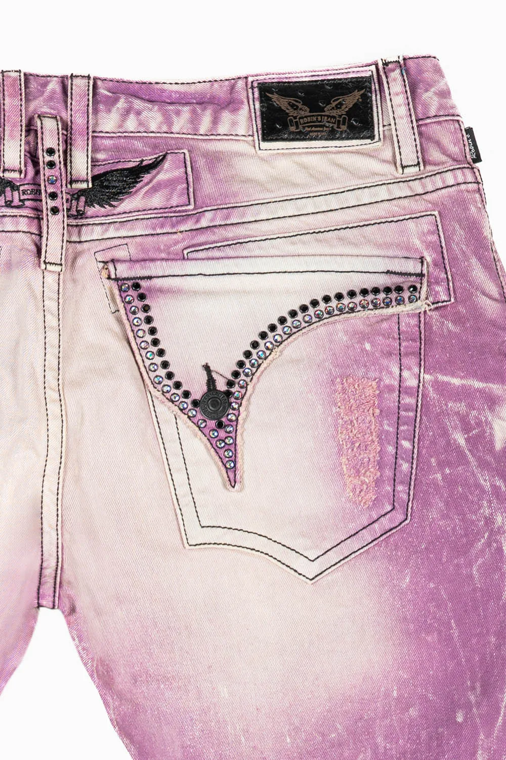 MENS LONG FLAP SLIM JEANS IN MONTECITO DESTROY WASH EMBELLISHED WITH CRYSTALS sold by Robin's Jean product image thumbnail 3