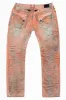 MENS LONG FLAP SLIM JEANS WITH CRYSTALS IN VINTAGE MEDELLIN  ORANGE/BROWN WASH sold by Robin's Jean