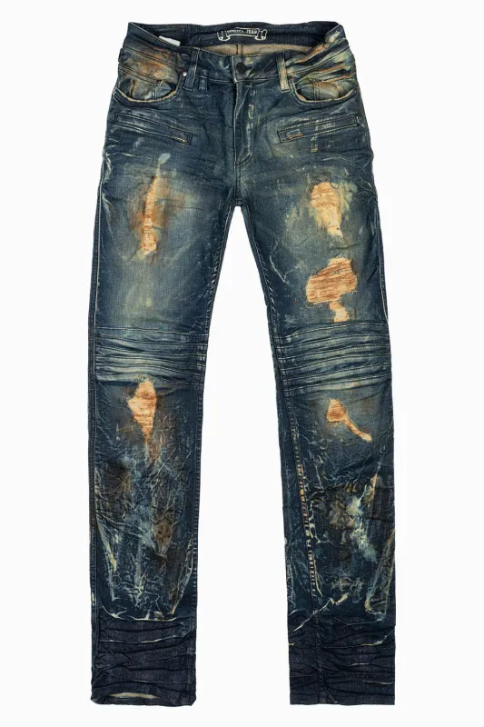 MOTO BIKER MEN'S SLIM STRAIGHT LEG JEANS IN LAS VEGAS WASH sold by Robin's Jean