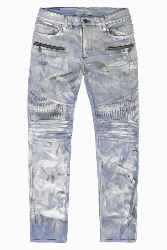 MENS BIKER JEANS  IN SILVER STREAM WASH sold by Robin's Jean