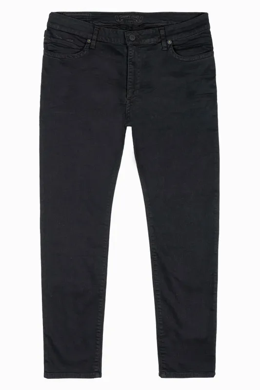 MENS SKINNY JEANS IN PURE BLACK WASH WITH TONAL WING EMBROIDERY sold by Robin's Jean