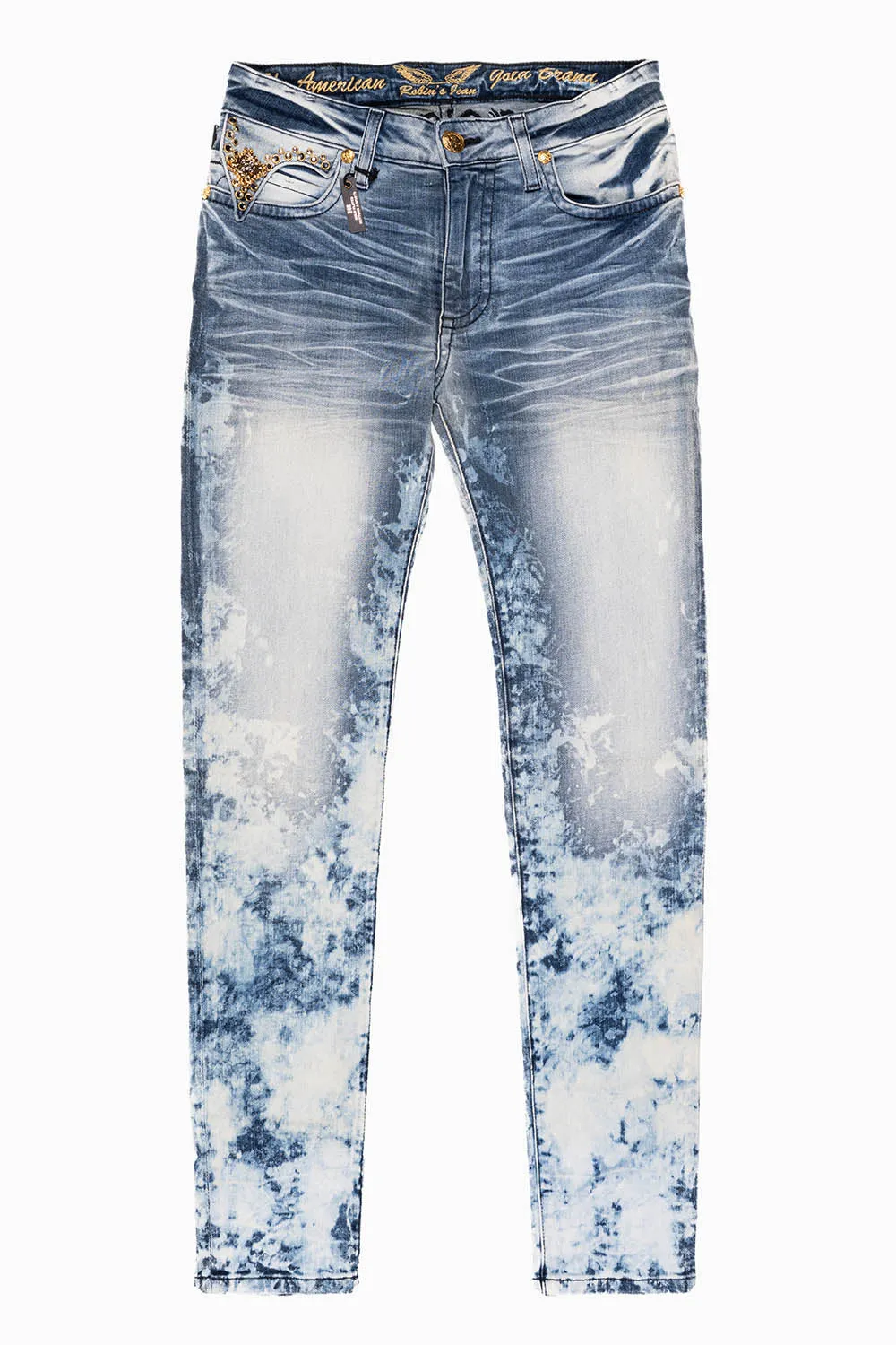 KILLER FLAP MENS SKINNY JEANS IN BLUE CLOUD JAPAN EMBELLISHED WITH CRYSTALS (NO JEWEL BROOCH ON BACK PKT FLAPS!!)) sold by Robin's Jean product image thumbnail 2
