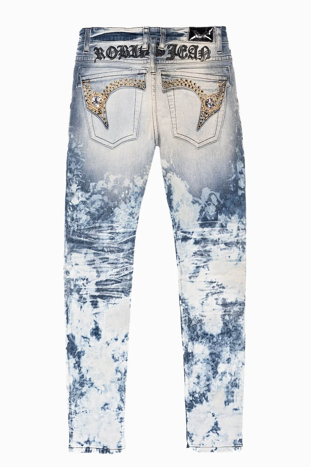 KILLER FLAP MENS SKINNY JEANS IN BLUE CLOUD JAPAN EMBELLISHED WITH CRYSTALS (NO JEWEL BROOCH ON BACK PKT FLAPS!!)) sold by Robin's Jean