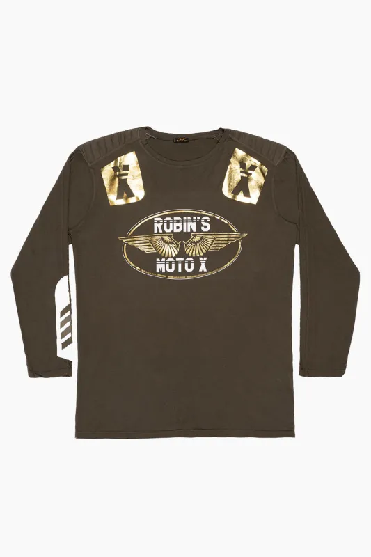 ROBIN’S MOTO X LONG SLEEVE TEE IN OLIVE sold by Robin's Jean