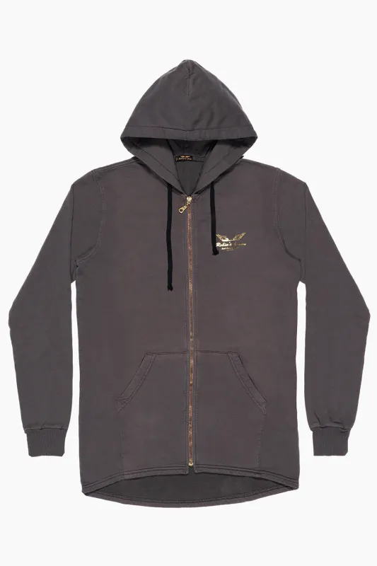 MENS LONG LENGTH PULLOVER HOODIE IN CHARCOAL sold by Robin's Jean