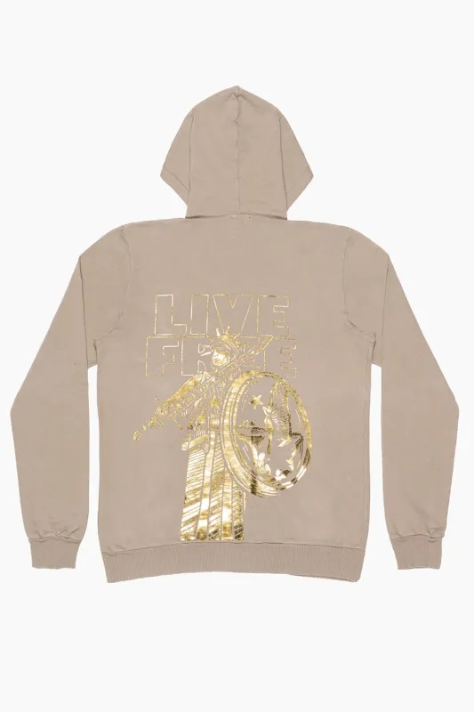 MENS LIVE FREE PULLOVER HOODIE IN KHAKI sold by Robin's Jean