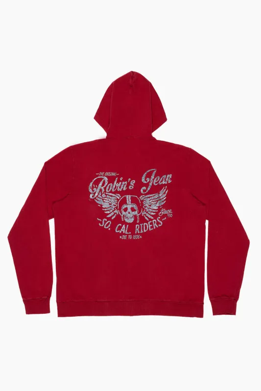MENS RIDER PULLOVER HOODIE IN RED sold by Robin's Jean