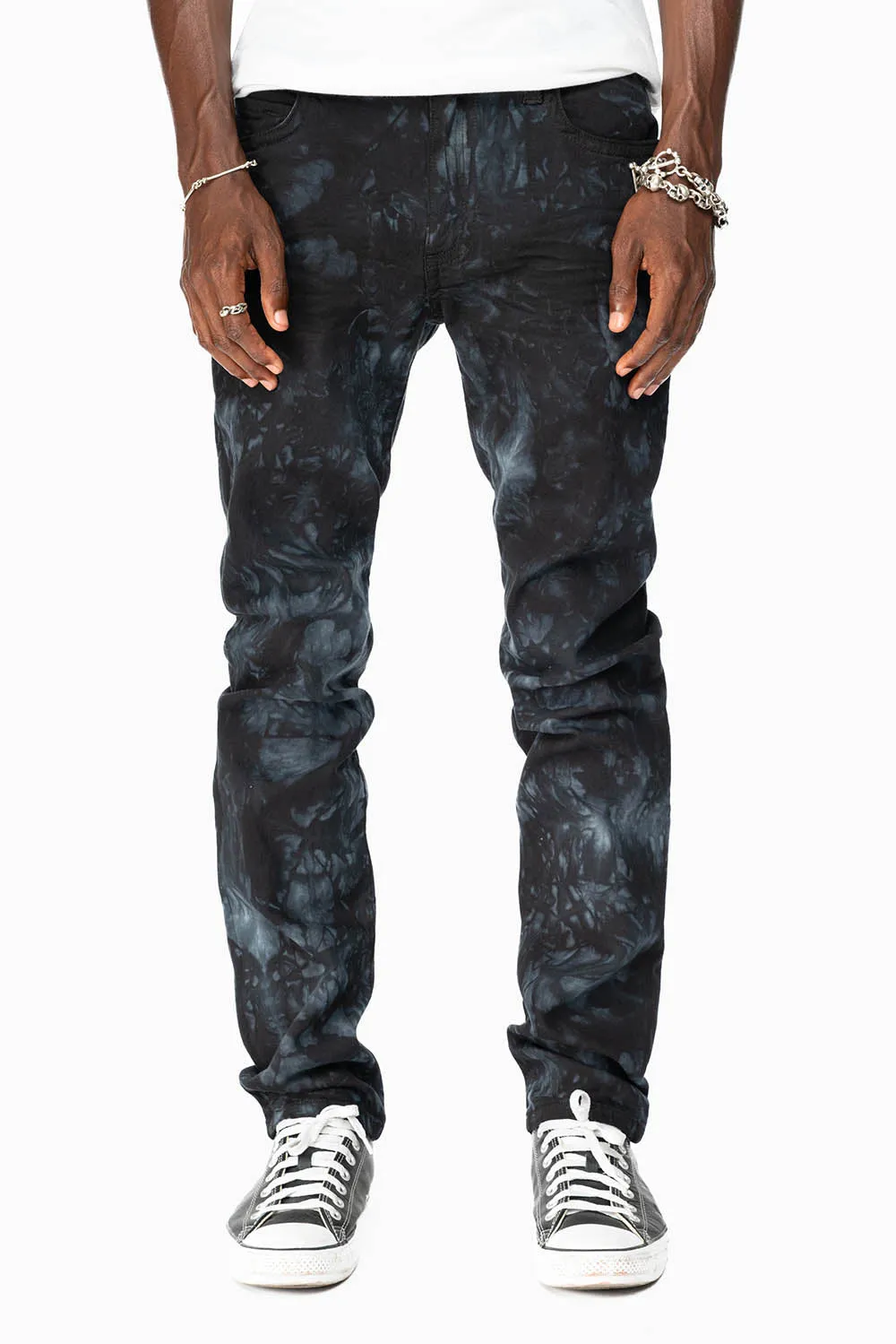 SKINNY MENS JEANS IN ASTRO BLACK WITH CHAIN STITCH EMBROIDERY LOGO EMBELLISHED WITH CRYSTALS sold by Robin's Jean product image thumbnail 3