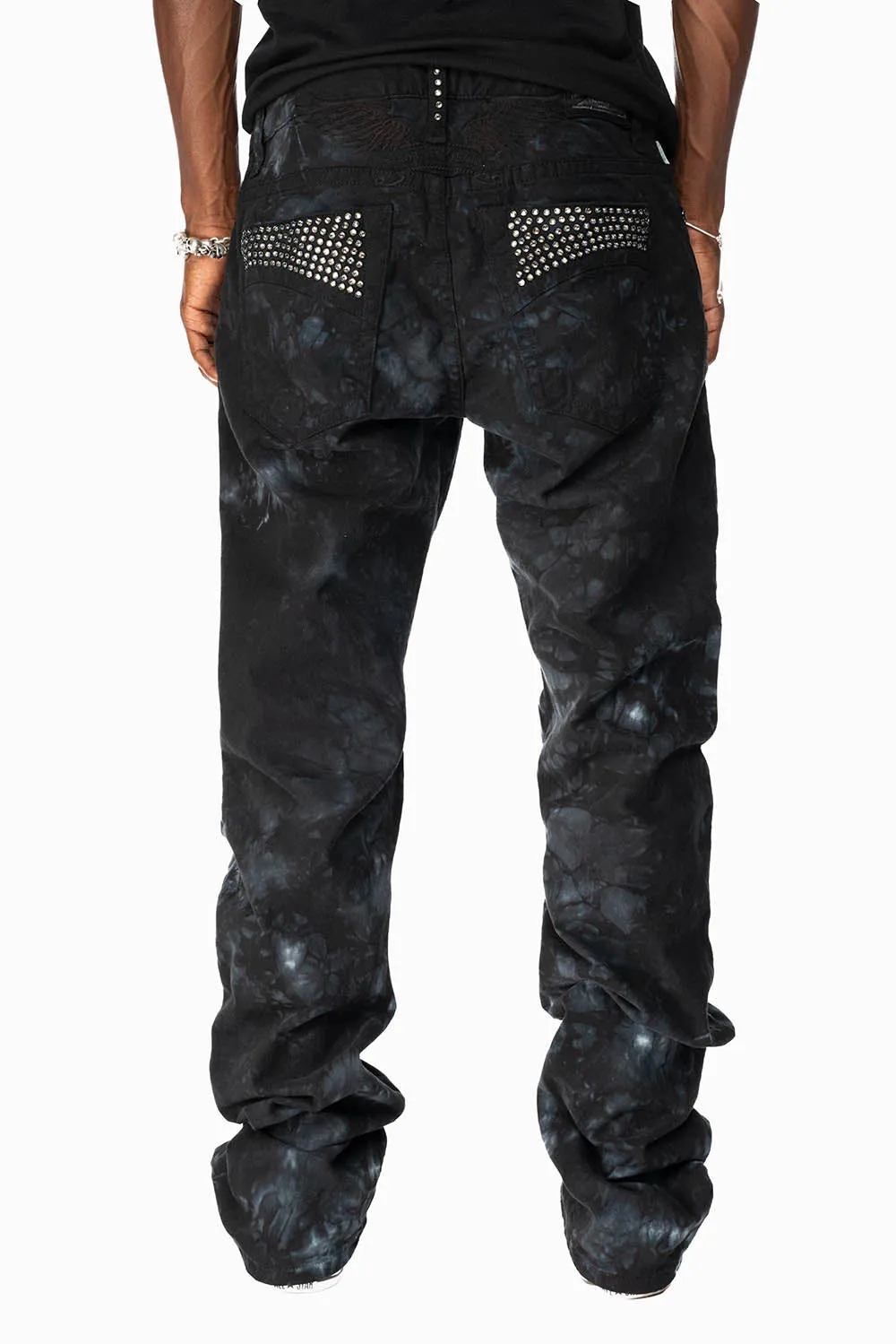 CLASSIC STRAIGHT LEG JEANS IN ASTRO BLACK WASH EMBELLISHED WITH BLK DIAMOND CRYSTALS sold by Robin's Jean product image thumbnail 5