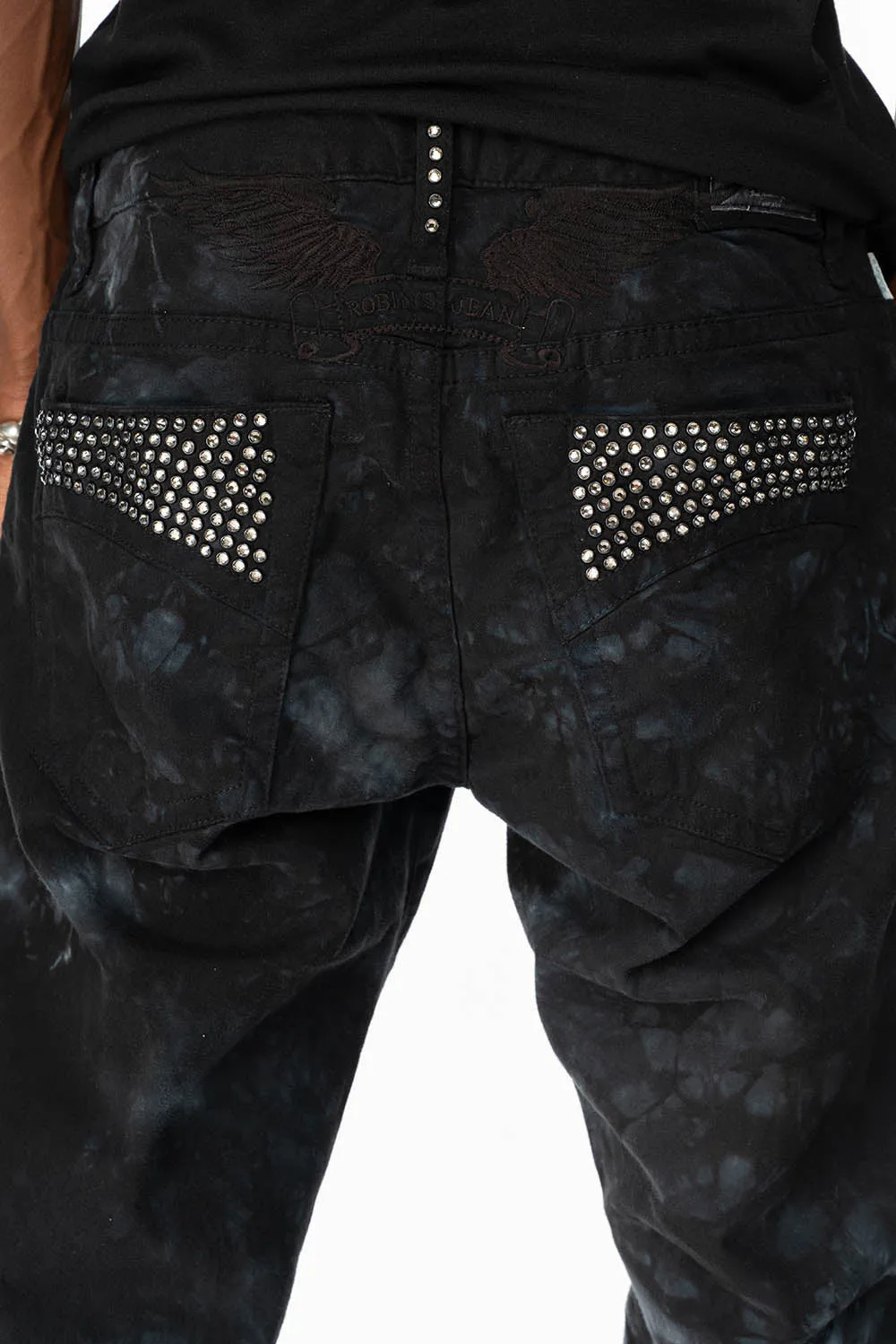 CLASSIC STRAIGHT LEG JEANS IN ASTRO BLACK WASH EMBELLISHED WITH BLK DIAMOND CRYSTALS sold by Robin's Jean product image thumbnail 2