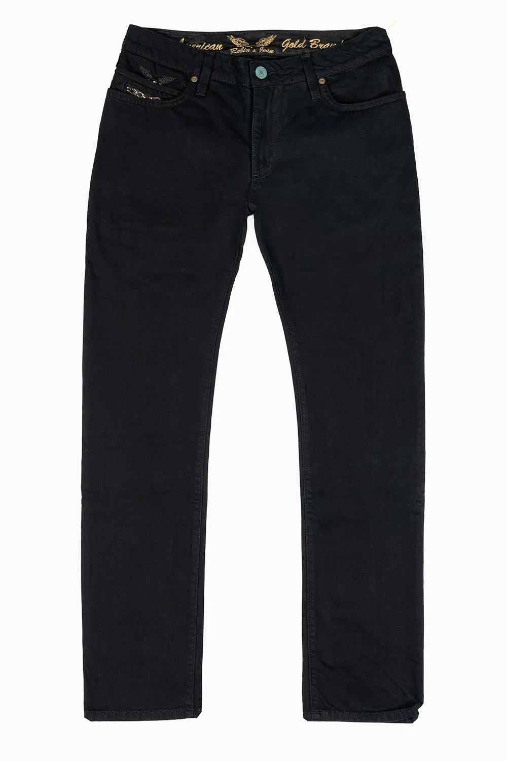 MINI FLAP MENS SLIM JEANS IN PURE BLK WASH WITH CRYSTALS sold by Robin's Jean product image thumbnail 3