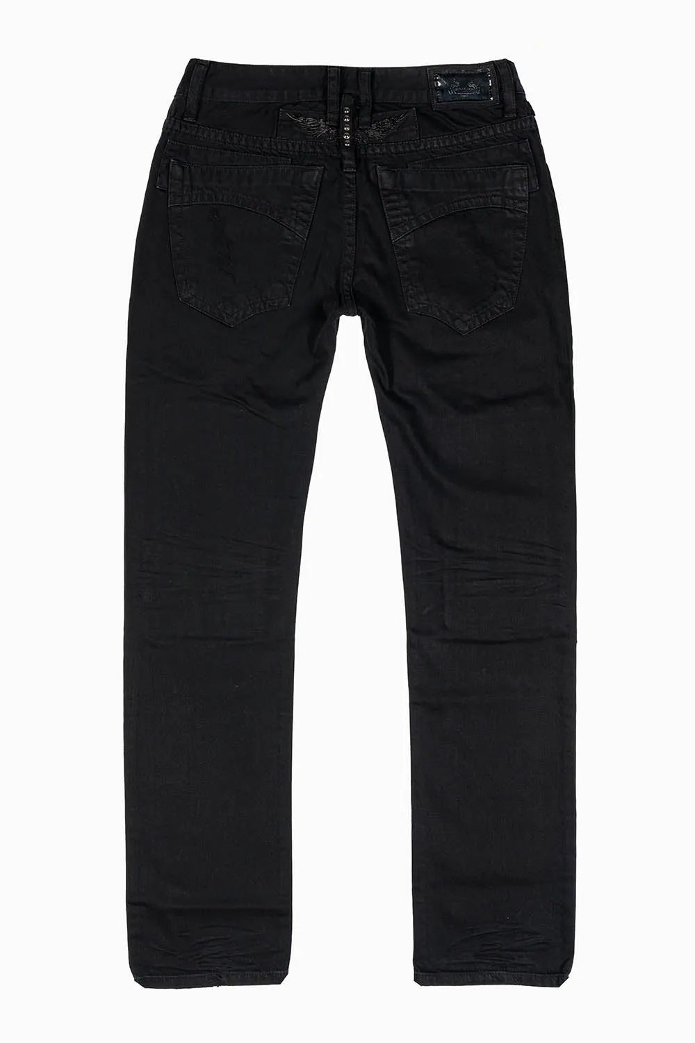 CROSSED OUT MENS CLASIC STRAIGHT LEG JEANS IN PURE BLK sold by Robin's Jean product image thumbnail 2
