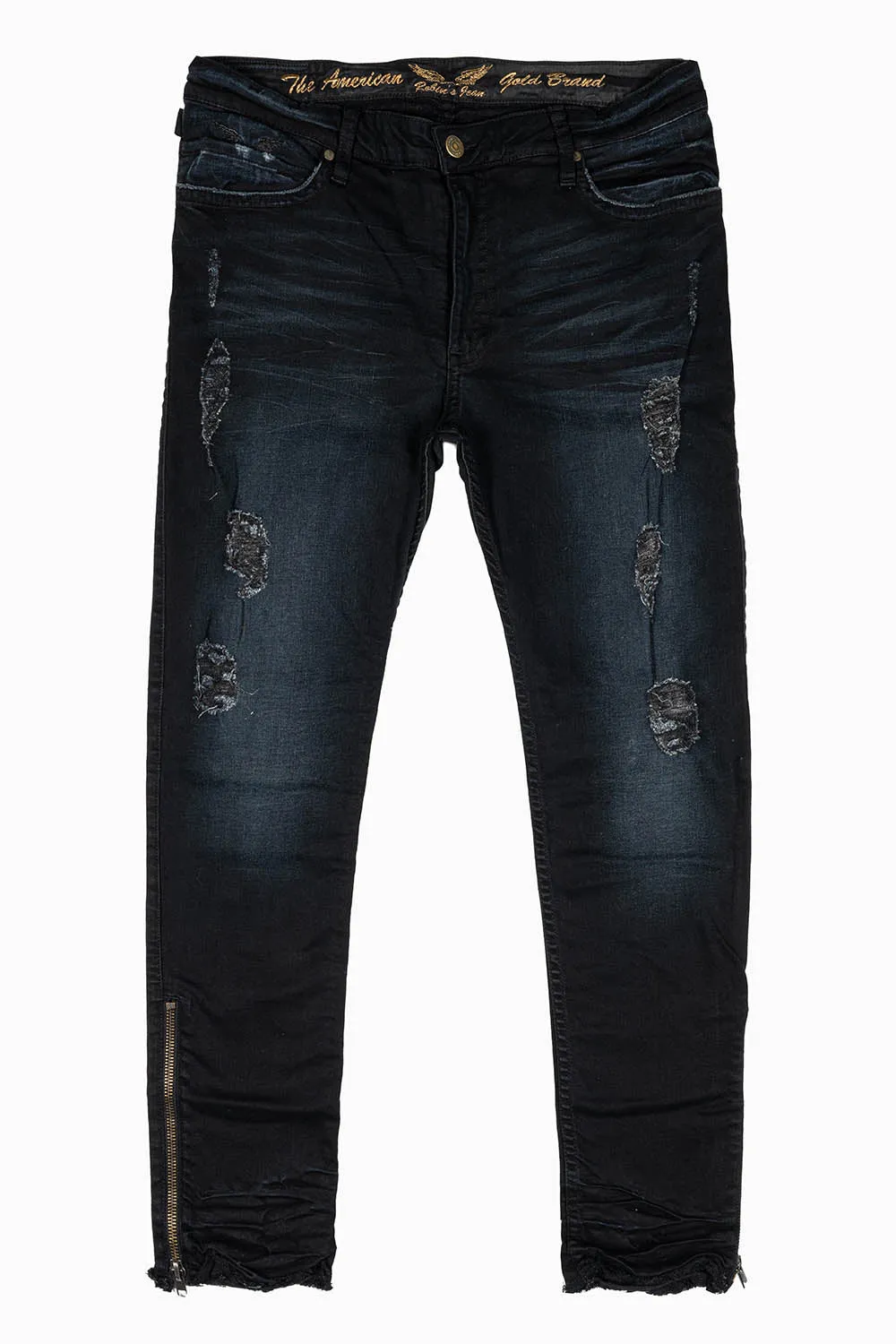 MENS SKINNY LEG ZIPPER JEANS IN F_UP BLK WITH EMBELLISHMENT sold by Robin's Jean product image thumbnail 3
