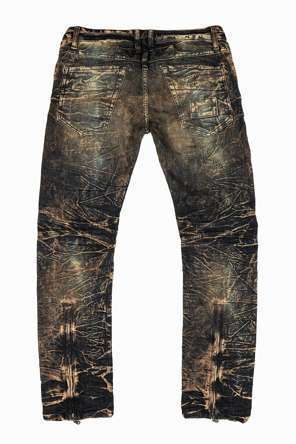 MENS MOTORCYCLE INSPIRED ZIPPERS SLIM JEANS IN 4D DARK PERU WASH sold by Robin's Jean product image thumbnail 2