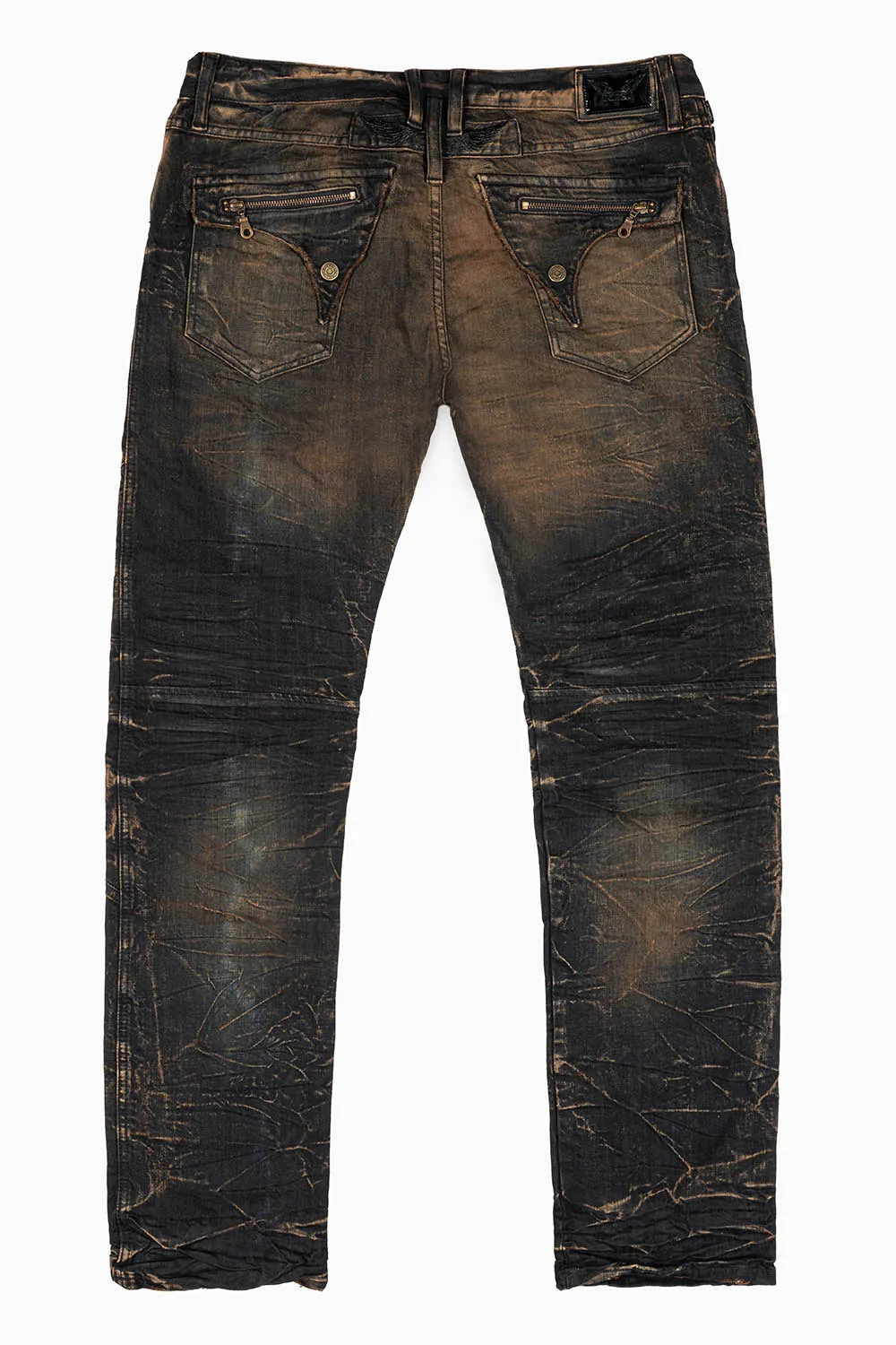 MENS MOTORCYCLE ZIPPERS SLIM JEANS IN BLUE 4D DARK OXIDO WASH sold by Robin's Jean product image thumbnail 2